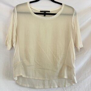 BCBGMaxAzria Gardenia Cream Flowy Top, Size Small